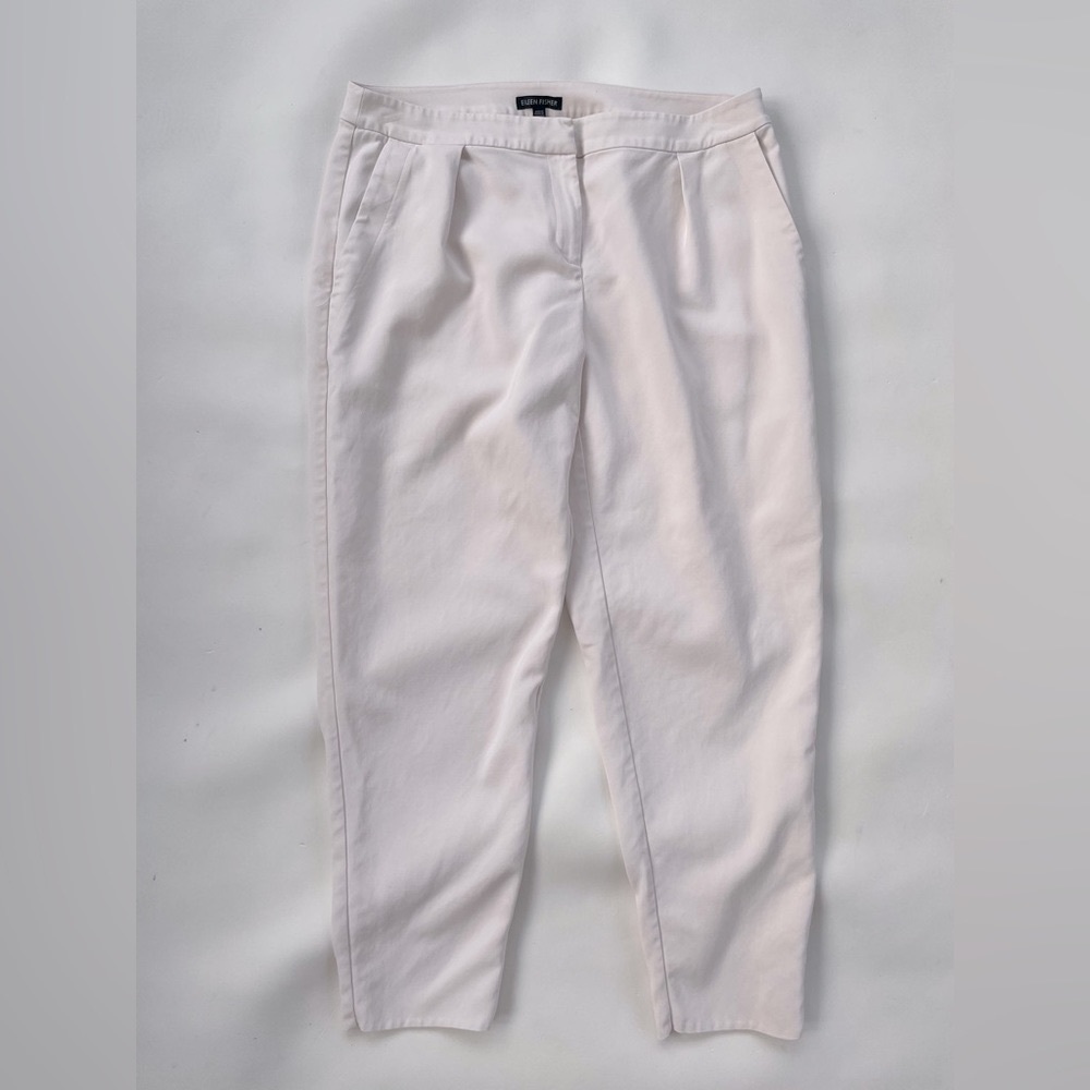Eileen Fisher Cream Ivory Front Pleated Ankle Pants in Size 10